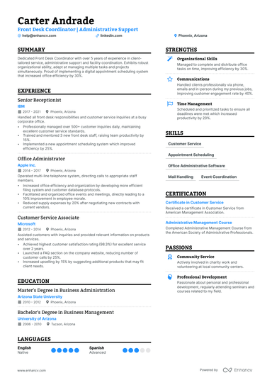 9 Front Desk Receptionist Resume Examples & Guide for 2025