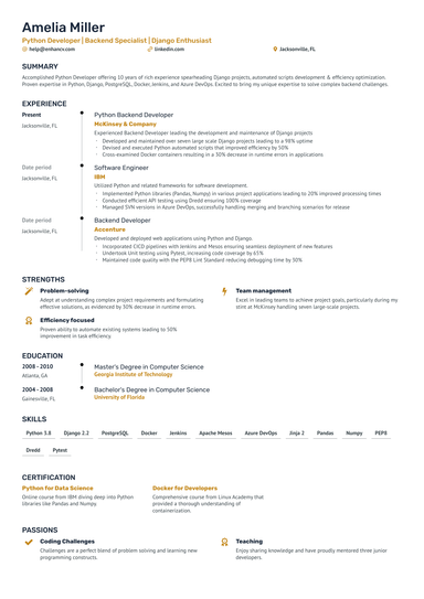 8 Python Developer Resume Examples & Guide for 2024