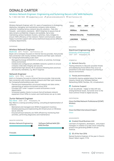 15 Network Engineer Resume Examples & Guide for 2024