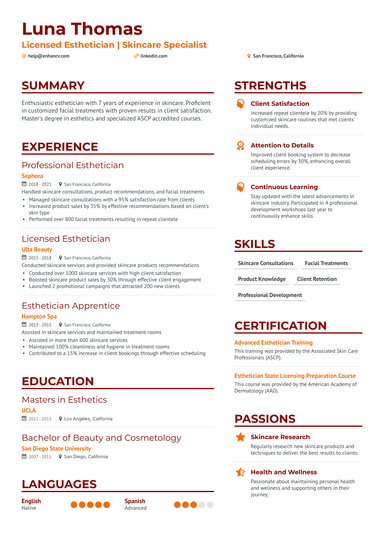 12 Esthetician Resume Examples & Guide for 2024