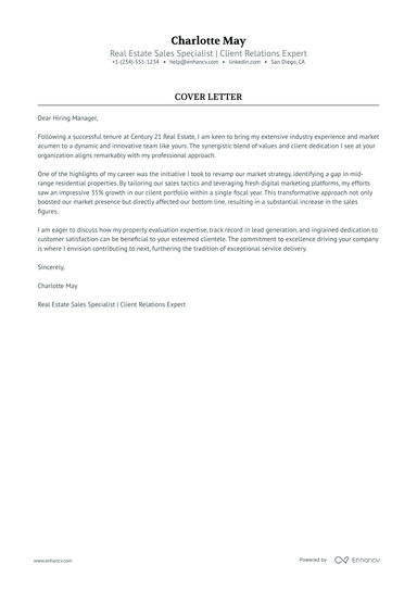 21 Professional Real Estate Agent Cover Letter Examples and Template ...