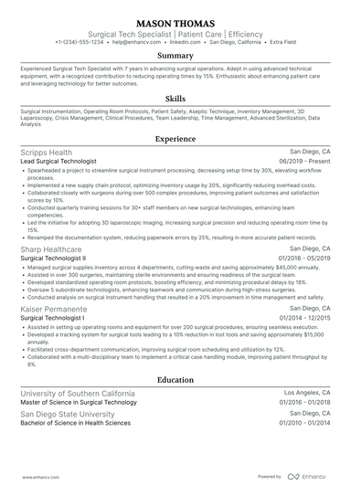14 Surgical Tech Resume Examples & Guide for 2025