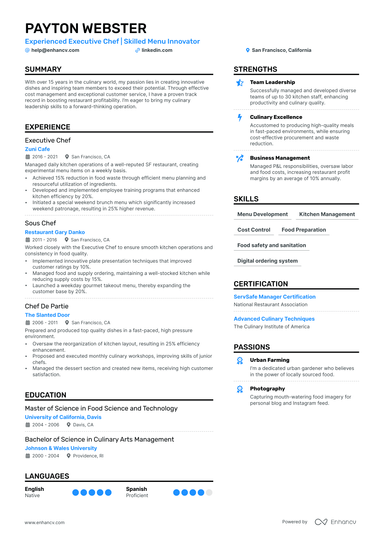 8 Chef Resume Examples & Guide for 2024