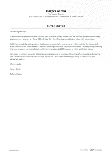 6 Professional Manual Tester Cover Letter Examples and Template for ...