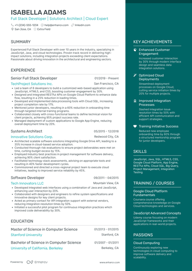 19 Full Stack Developer Resume Examples & Guide for 2025