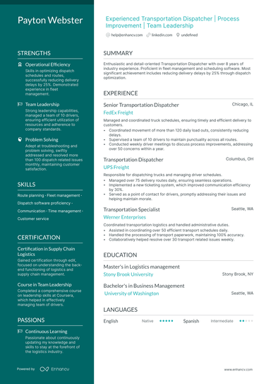 8 Dispatcher Resume Examples & Guide for 2024