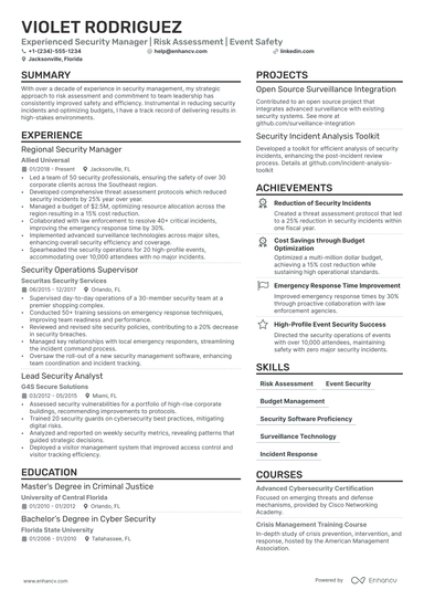 3 Security Manager Resume Examples & Guide For 2025