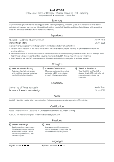 25 Interior Designer Resume Examples - AHR0cHM6Ly9jZG4uZW5oYW5jdi5jb20vcHJlZGVmaW5lZC1leGFtcGxlcy9BejBHY2FER21sYmFsNklXWTgxY1RoemJENWdJUUJ5d0lXbTNlRnI0L2ltYWdlLnBuZw~~ 