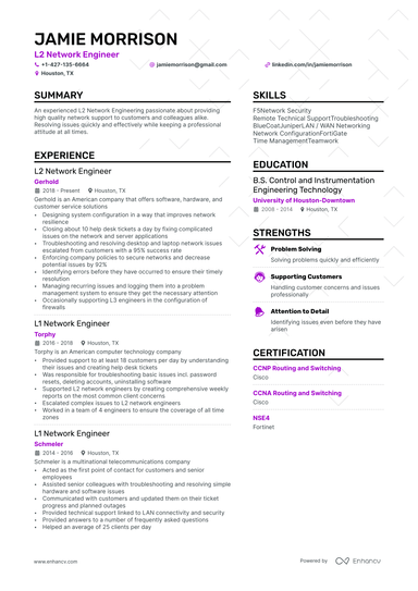 15 Network Engineer Resume Examples & Guide for 2024