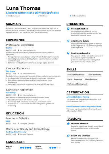 12 Esthetician Resume Examples & Guide for 2024