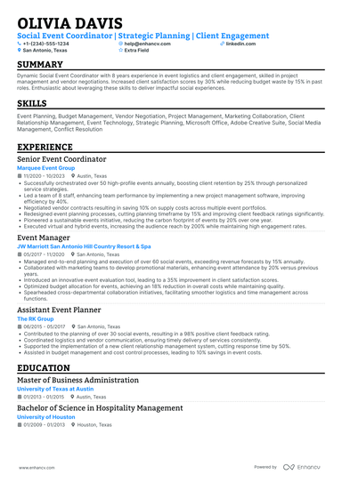 20 Event Coordinator Resume Examples - March 2025