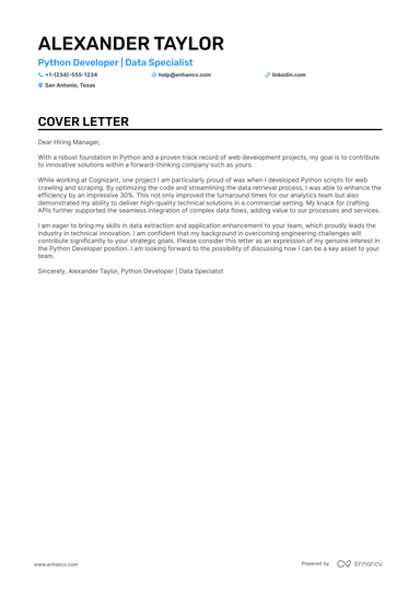 8 Professional Python Developer Cover Letter Examples and Template for ...