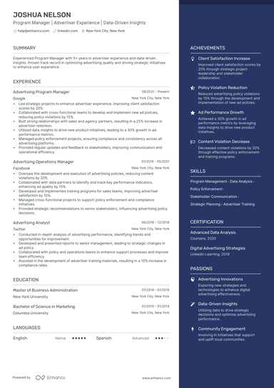 14 Advertising Resume Examples & Guide for 2025