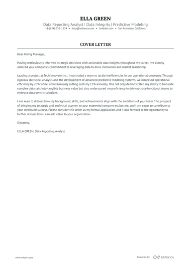 20 Professional Data Analyst Cover Letter Examples and Template for ...