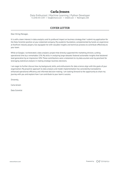 14 Professional Data Scientist Cover Letter Examples and Template for ...