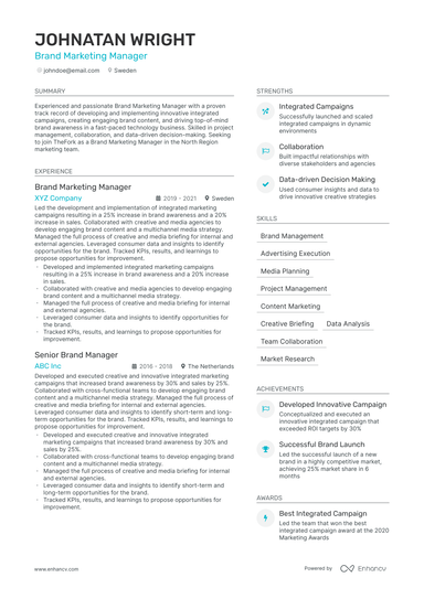 9 Brand Manager Resume Examples - November 2025