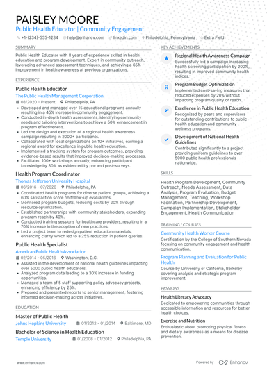 17 Public Health Resume Examples - AHR0cHM6Ly9jZG4uZW5oYW5jdi5jb20vcHJlZGVmaW5lZC1leGFtcGxlcy9PeEdod2Jxd25nR3JXZm9zWXBrNkdwY3dTZkNEeUFiRkJQQ3lhazNML2ltYWdlLnBuZw~~