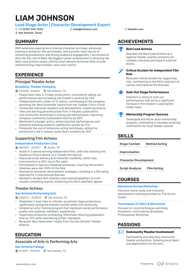 5 Actor Resume Examples & Guide for 2024