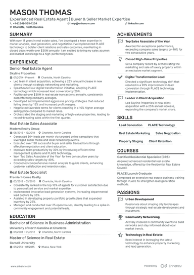 21 Real Estate Agent Resume Examples & Guide for 2025