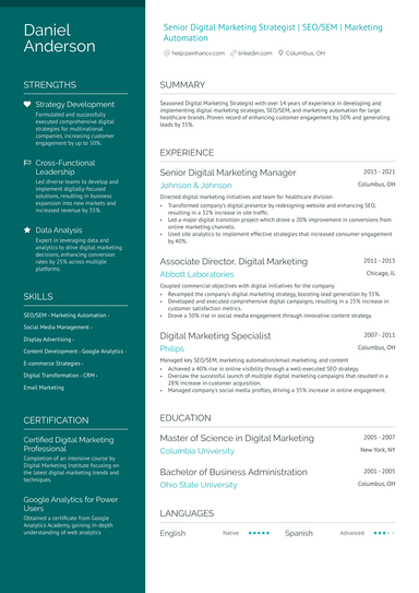 13 Digital Marketing Resume Examples & Guide for 2025