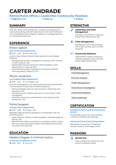 10 Police Officer Resume Examples & Guide for 2025