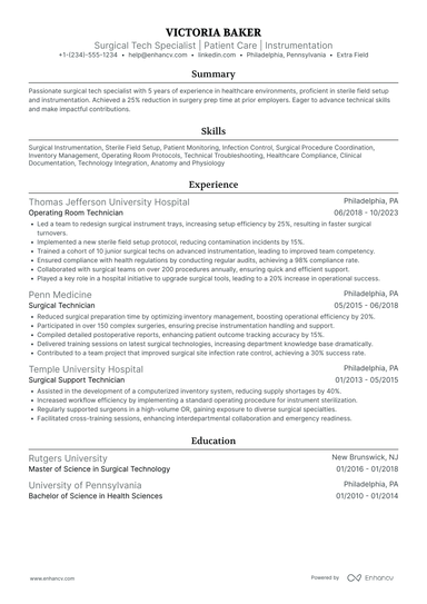 14 Surgical Tech Resume Examples & Guide for 2025
