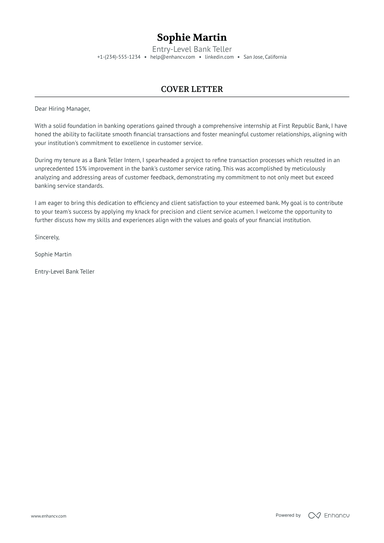 5 Professional Bank Teller Cover Letter Examples and Template for 2025 ...