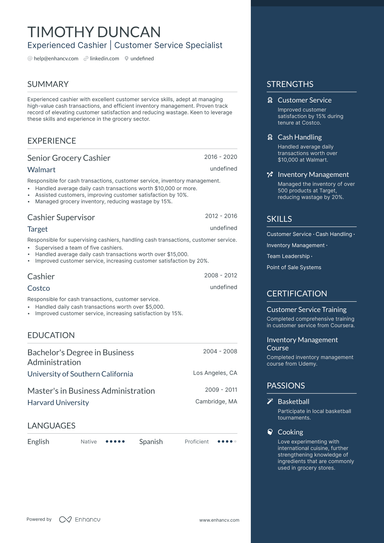 10 Cashier Resume Examples & Guide for 2025