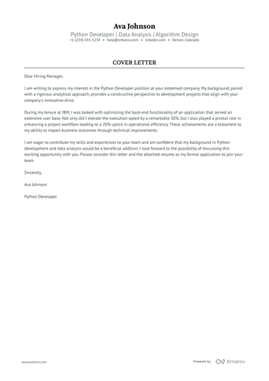 9 Professional Python Developer Cover Letter Examples and Template for ...