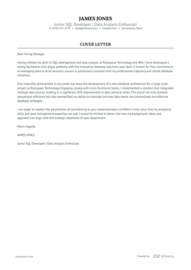 11 Professional SQL Developer Cover Letter Examples and Template for ...