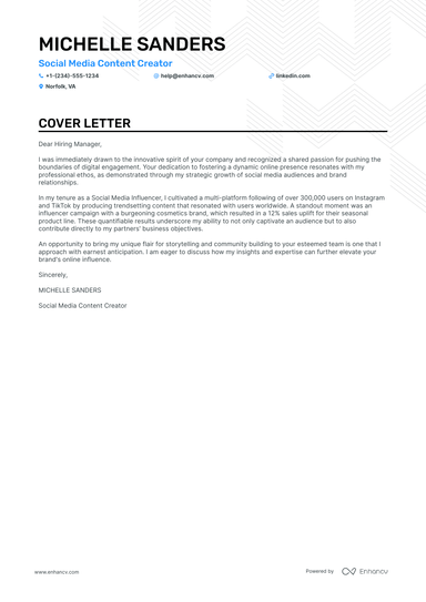 11 Professional Social Media Manager Cover Letter Examples and Template ...