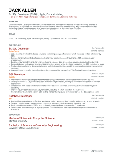 29 SQL Developer Resume Examples & Guide for 2025