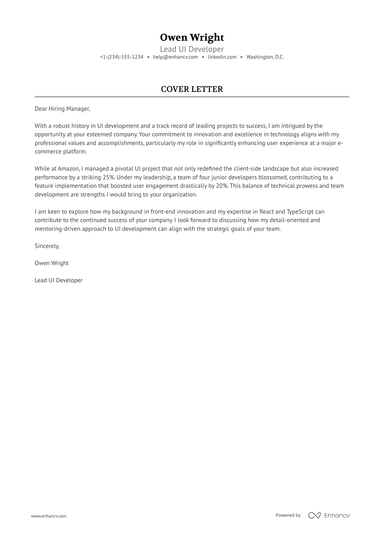 9 Professional Front End Developer Cover Letter Examples and Template ...