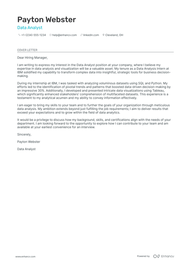 20 Professional Data Analyst Cover Letter Examples and Template for ...