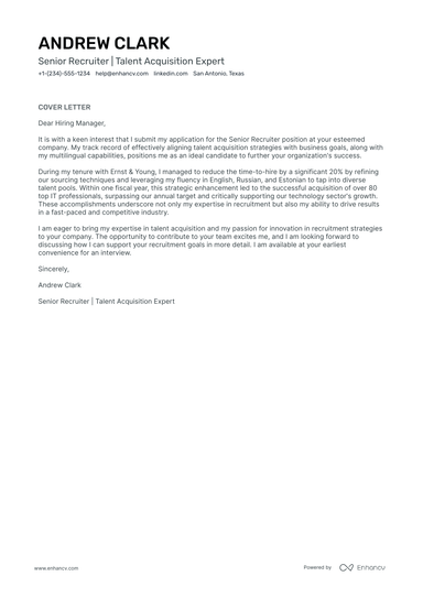 15 Professional Recruiter Cover Letter Examples and Template for 2025 ...