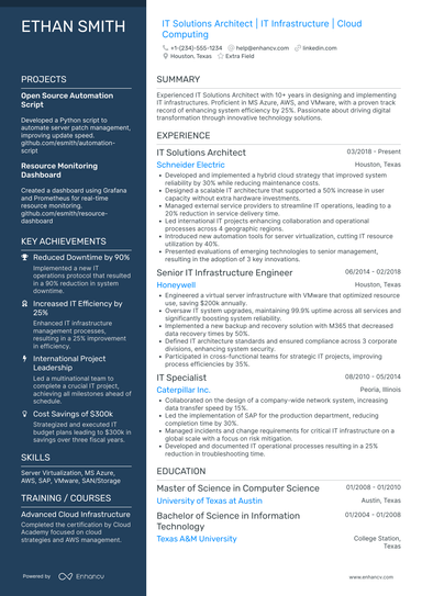 21 Solutions Architect Resume Examples & Guide for 2025