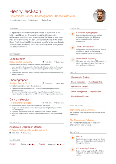 5 Dance Resume Examples & Guide for 2024