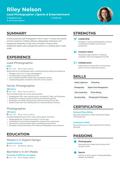 9 Photographer Resume Examples & Guide for 2024