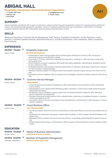 21 Host and Hostess Resume Examples, Templates & Guide for 2025