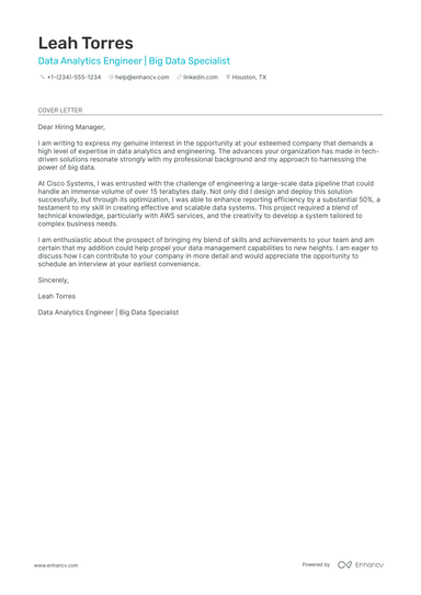 21 Professional Data Engineer Cover Letter Examples and Template for ...