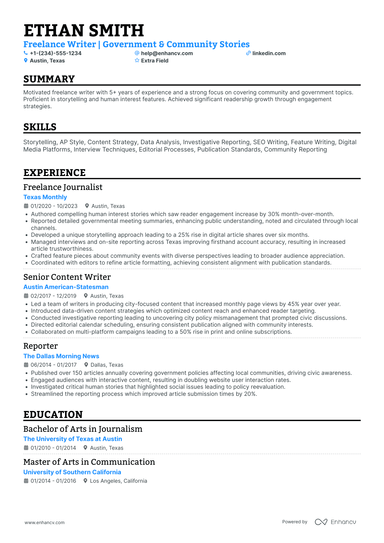18 Freelance Writer Resume Examples & Guide for 2025