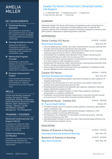 20 ICU Nurse Resume Examples & Guide for 2025
