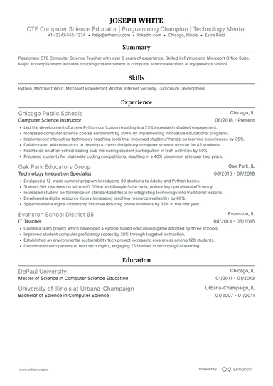 21 Computer Science Resume Examples & Guide for 2025
