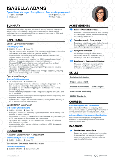 21 Operations Manager Resume Examples & Guide for 2024