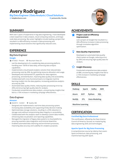 21 Data Engineer Resume Examples & Guide for 2024