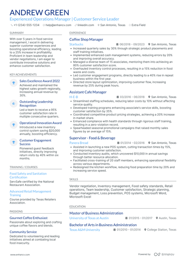 19 Starbucks Resume Examples & Guide for 2025