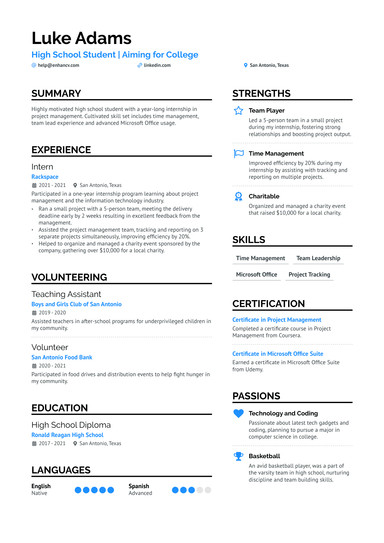 High School Student Resume Examples & Guide for 2025