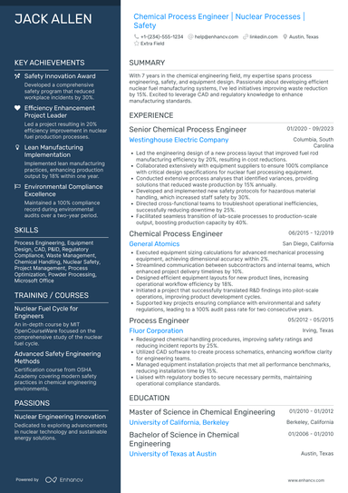 19 Chemical Engineer Resume Examples & Guide for 2025
