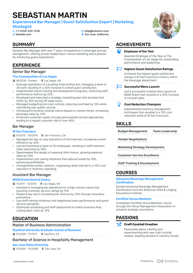 15 Bartender Resume Examples & Guide for 2025