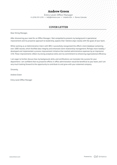 9 Professional Office Manager Cover Letter Examples and Template for ...